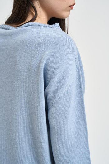 Maglia donna scollo a barca celeste - 5