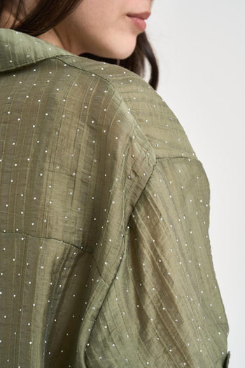 Camicia donna cropped verde - 4