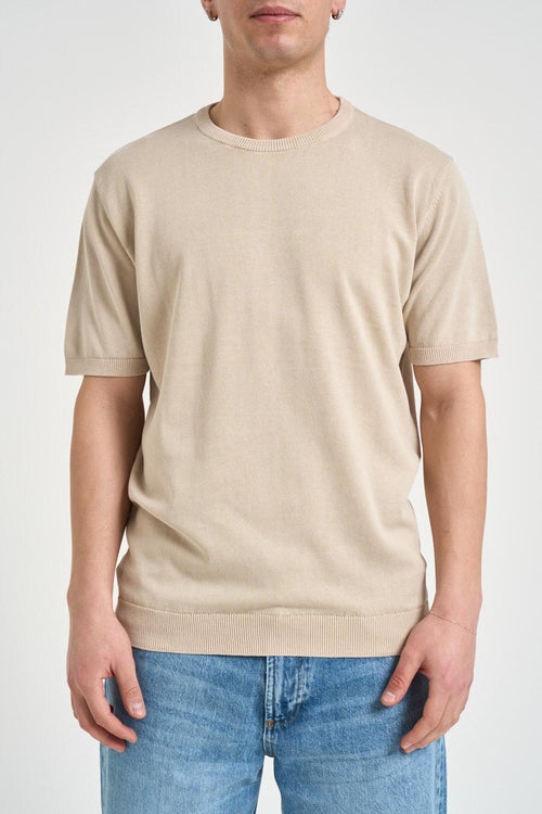 T-shirt uomo in maglia avorio - 1