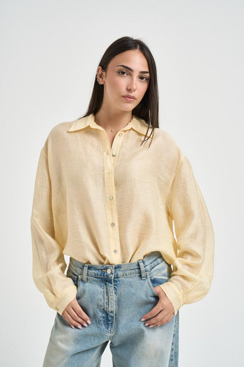Camicia donna over giallo pastello - 1
