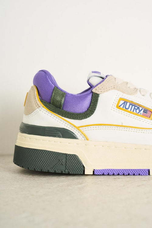Sneakers donna low bianco, verde e viola - 2