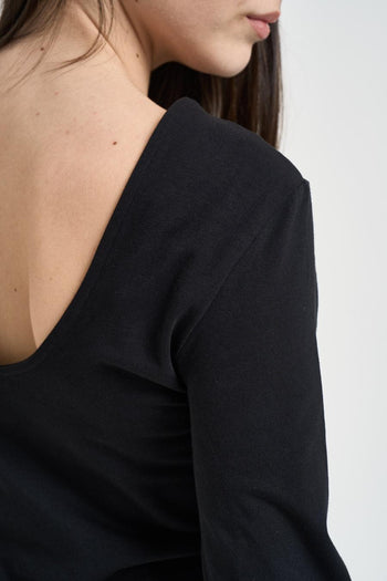 T-shirt donna girocollo nera - 3