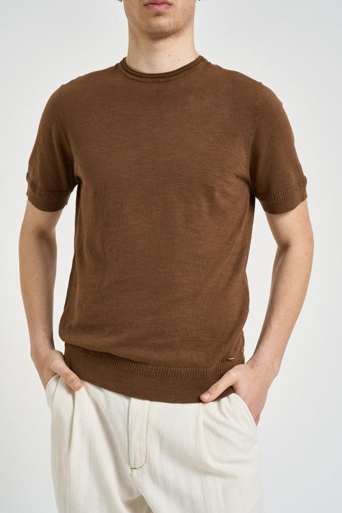 T-shirt uomo in maglia marrone