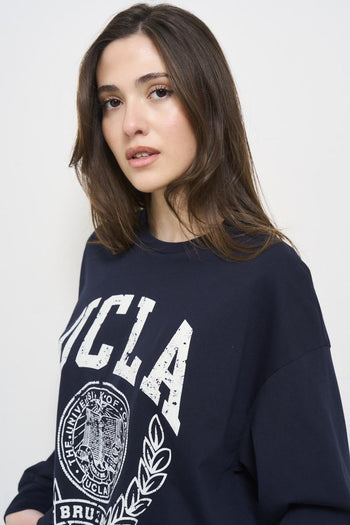 Felpa donna blu con stampa - 3
