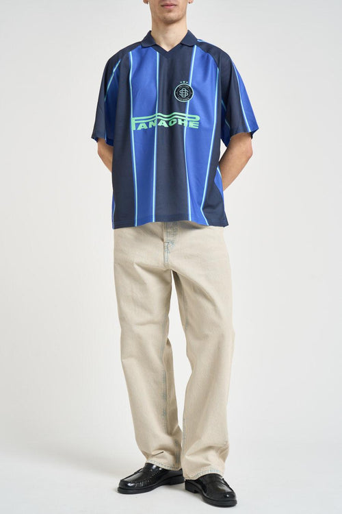 Polo uomo a righe blu e nera