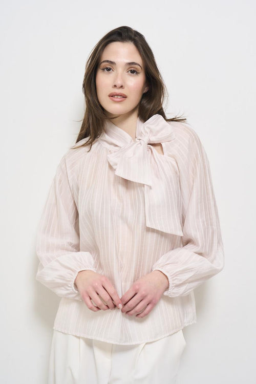 Women's shirt in powder with bow - 2