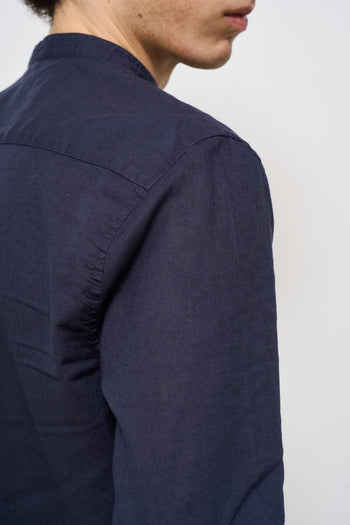 Camicia uomo alla coreana blu - 7
