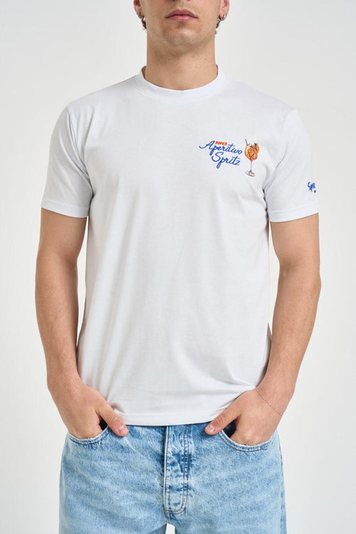 T-shirt uomo con ricamo bianca