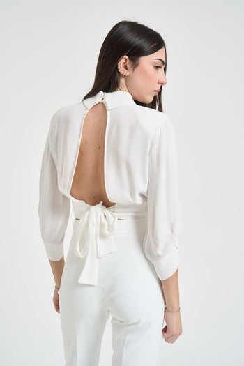 Camicia donna cropped bianco - 3