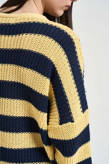 Cardigan donna a righe giallo e blu - 4