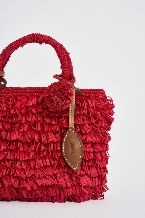 Borsa donna a mano in rafia rossa - 2
