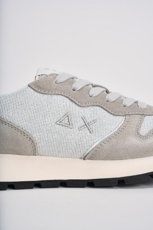 Sneakers donna in suede grigio chiaro e silver - 2