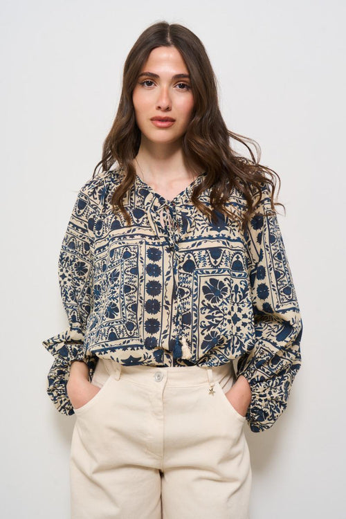 Blusa donna fantasia nera