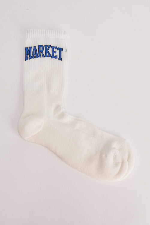 Calzino uomo bianco con logo blu