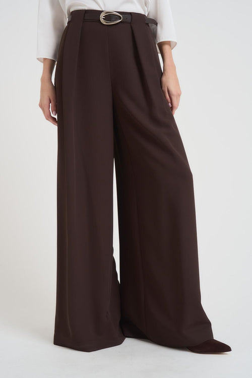 Pantalone donna a palazzo marrone - 2