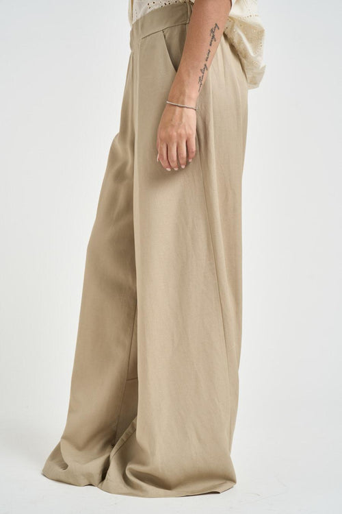 Pantalone donna a palazzo sabbia - 2