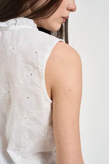 Top donna bianco con ricami - 4