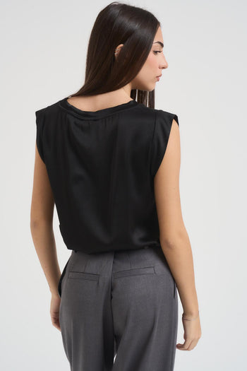 Top donna smanicato nero - 4