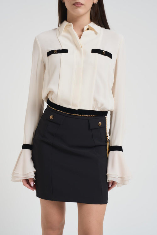 Camicia donna con maniche rouche ecru - 2