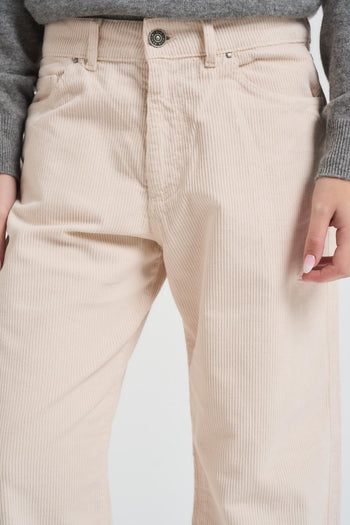 Pantalone donna a costine panna - 4