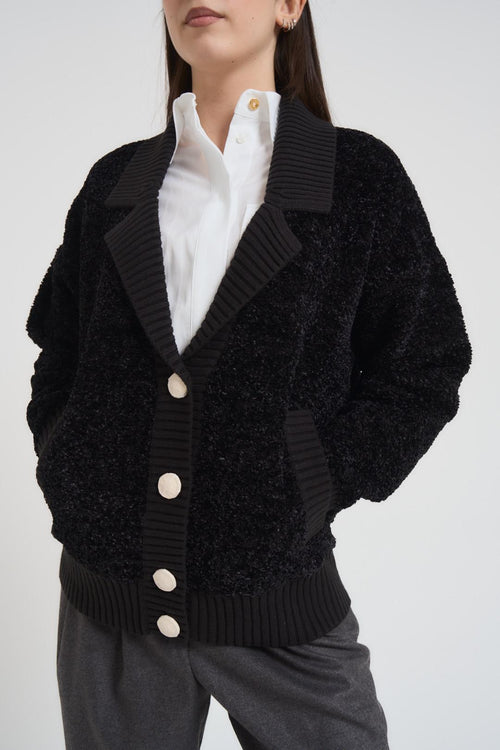 Cardigan donna strutturato nero - 2