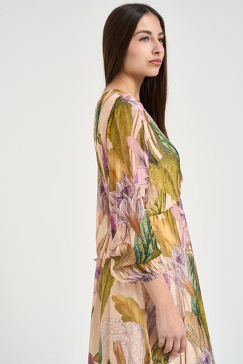 Abito donna lungo con stampa floreale multicolor - 6