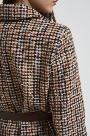 Giacca donna monopetto check marrone - 5