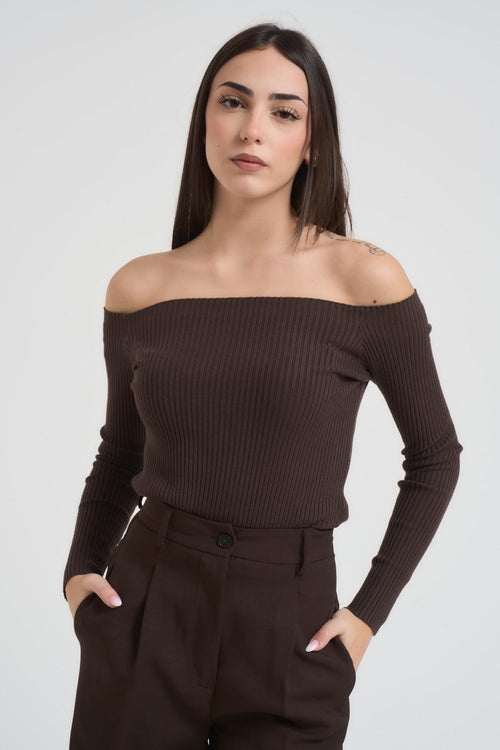 Maglia donna scollo a barca moro