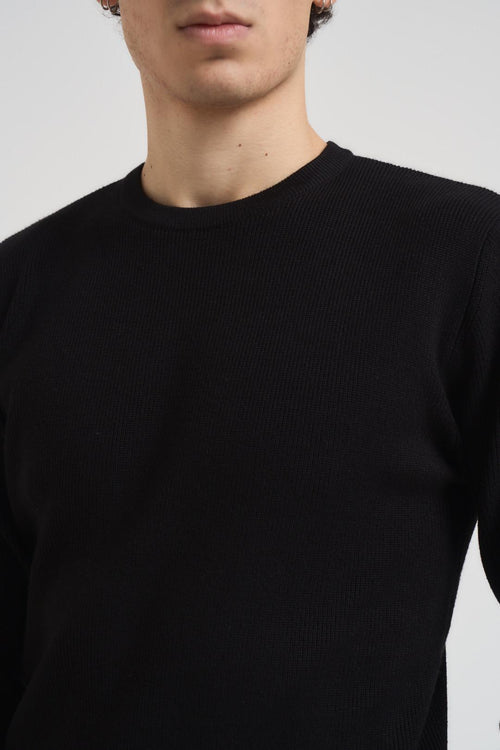 Maglia uomo girocollo a coste nero - 2