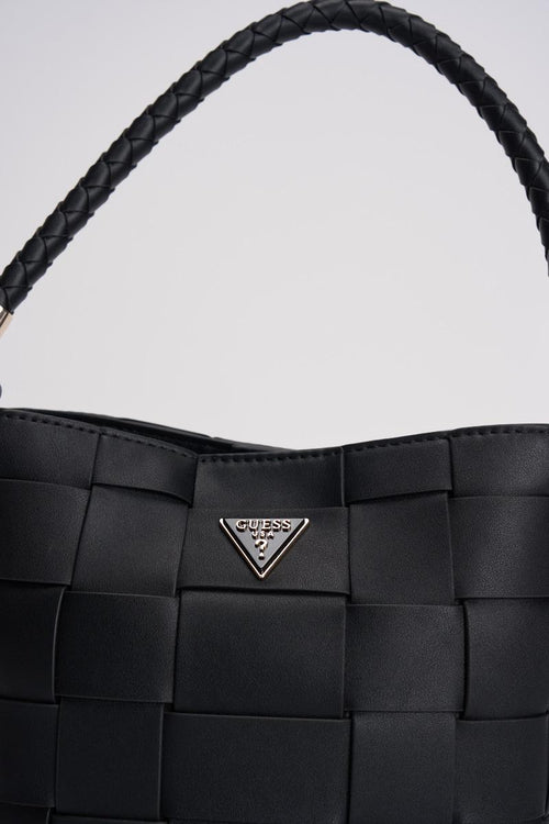 Borsa donna secchiello in ecopelle nera - 2