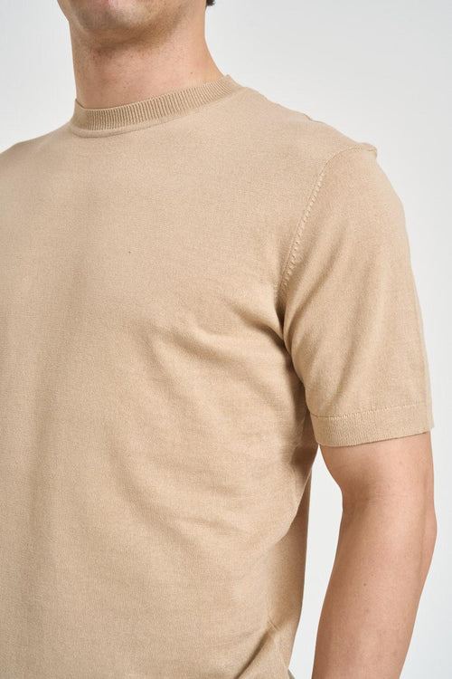 T-shirt uomo in maglia beige - 2