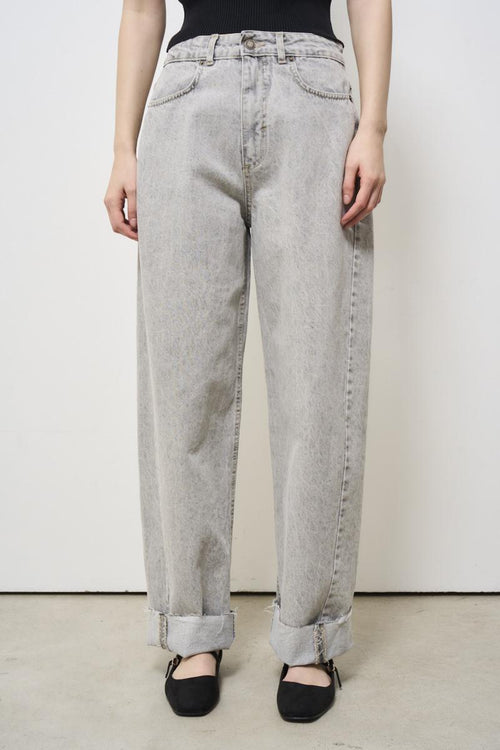Jeans donna in denim grigio