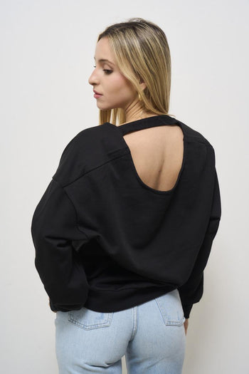 Black women's sweatshirt with cut out - 3