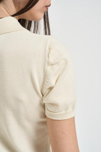 Polo donna in maglia panna - 4