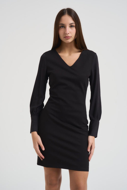 Abito donna con scollo a V nero - 2