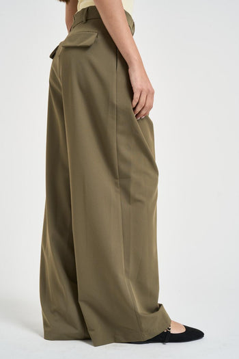 Pantalone donna gamba ampia verde - 4