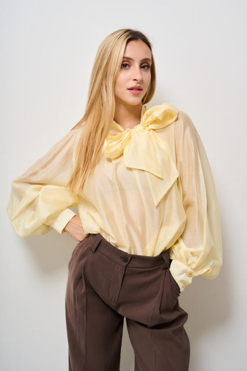 Camicia donna semitrasparente gialla