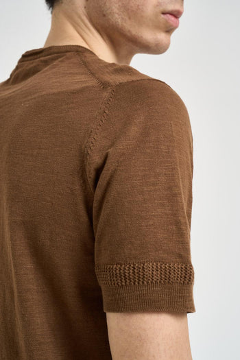 T-shirt uomo in maglia marrone - 6