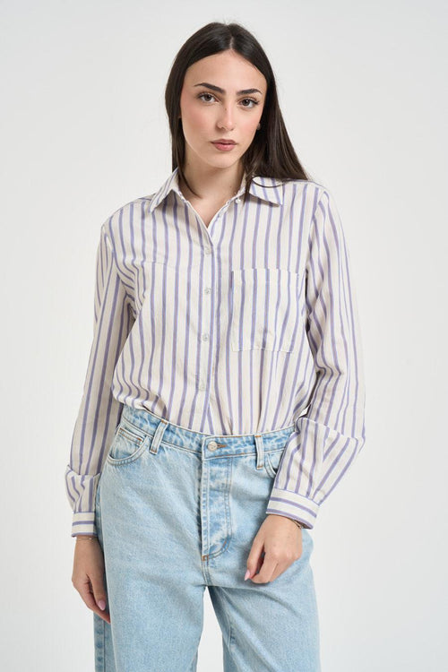 Camicia donna a righe celeste