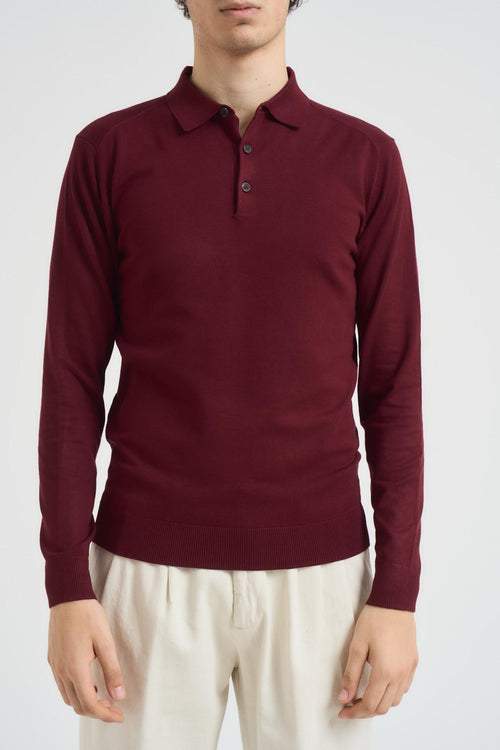 Maglia uomo con collo a polo bordeaux
