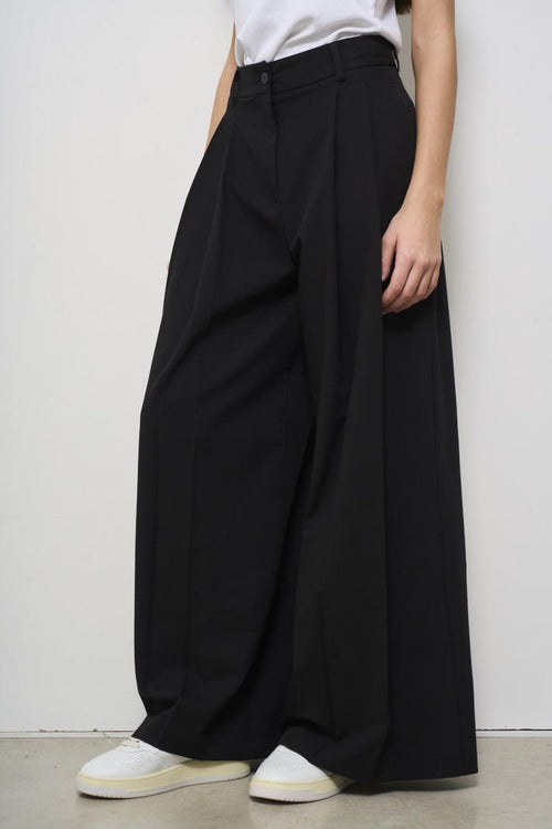 Women's black wide-leg trousers - 2
