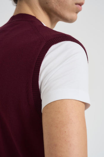 Gilet scollo a V uomo bordeaux - 5
