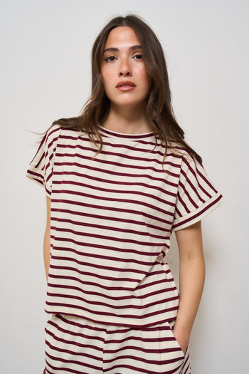 Completo donna a righe rosso mattone - 6
