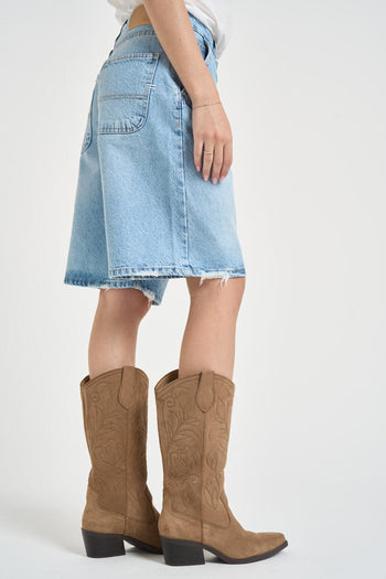 Bermuda donna in denim azzurro chiaro - 5