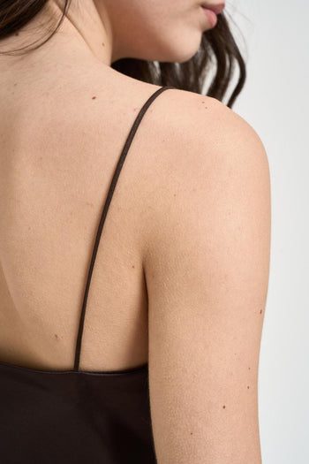 Top donna satinato marrone - 4