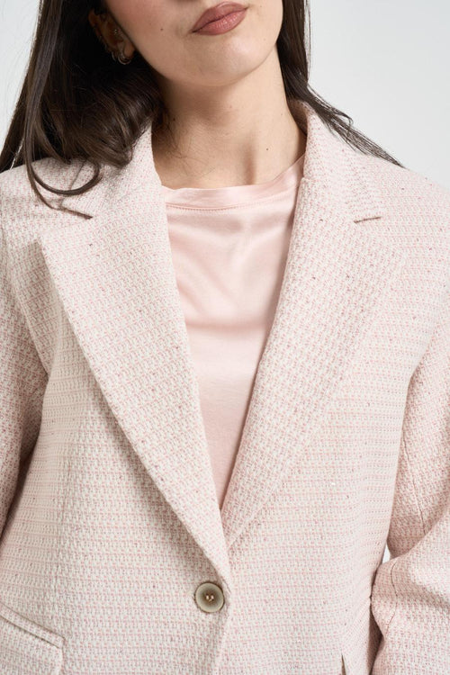 Blazer donna bouclé rosa cipria - 2