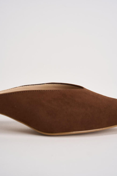 Sabot donna in suede marrone - 2