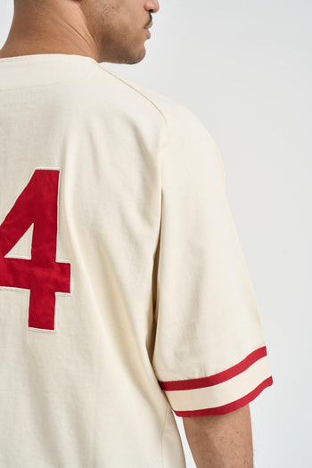Camicia uomo baseball panna e rossa - 5