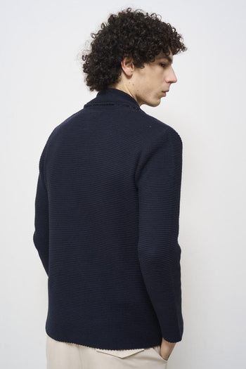 Giacca uomo in maglia blu - 5