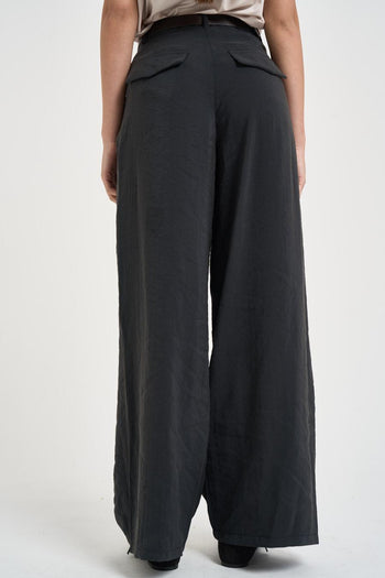 Pantalone donna con pinces nero - 3